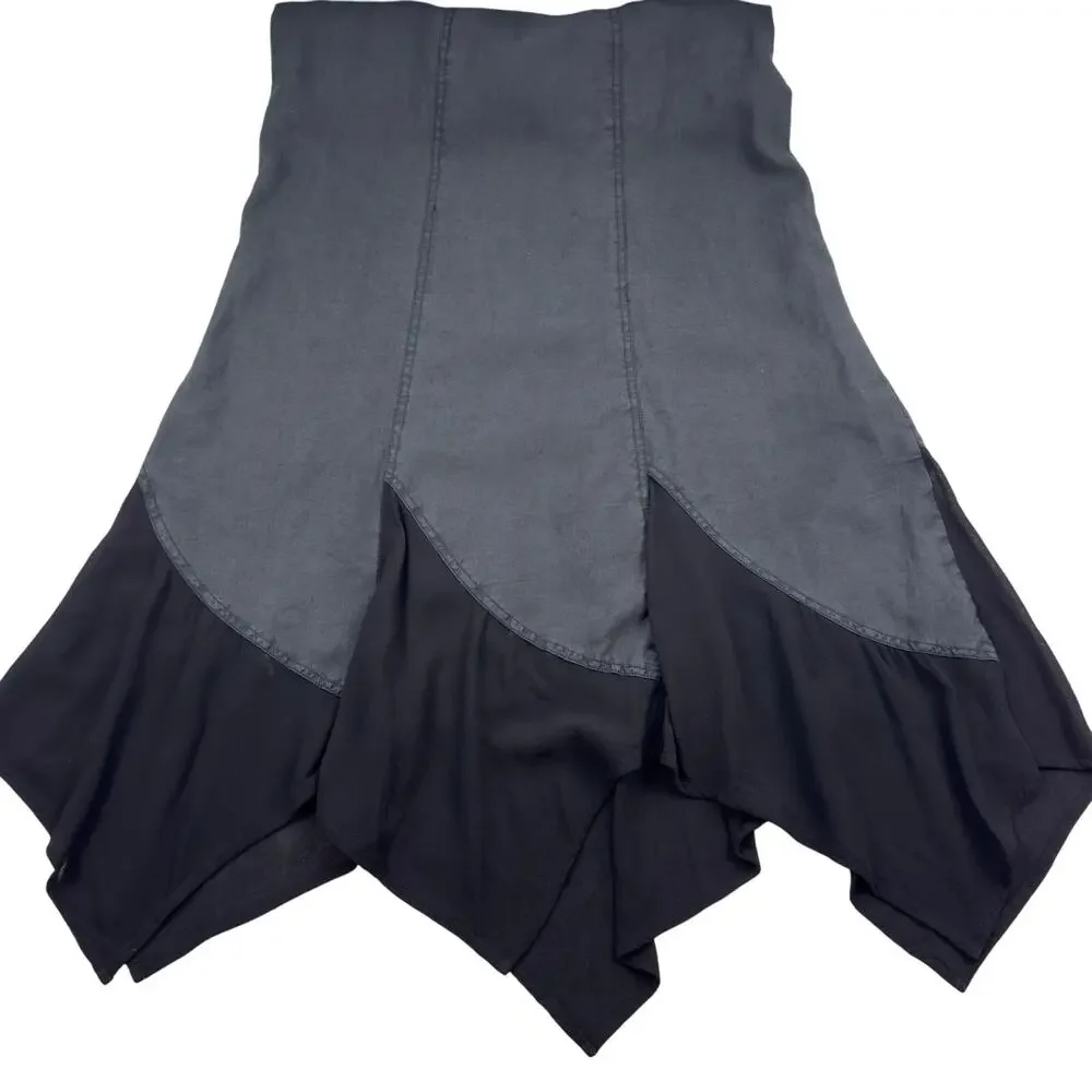 Lilly Mason Ramie Minimalist Lagenlook Artsy Asymmetrical Maxi Skirt Women's S